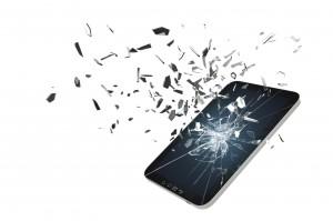 Broken iphone with shattered glass screen