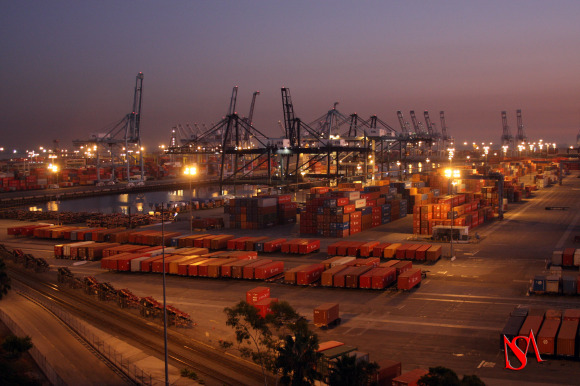 Port of Long Beach at Night